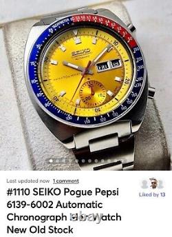 #1110 SEIKO Pogue Pepsi 6139-6002 Automatic Chronograph Men Watch New Old Stock