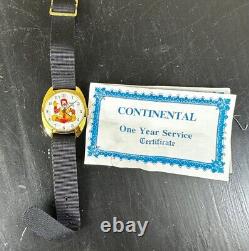 1980s NEW OLD Stock Vintage Continental Ronald Mcdonalds Swiss Made Watch