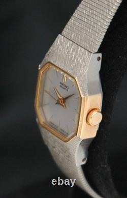 1990's SEIKO Two-Tone Ladies Hexagonal Quartz WATCH 2C21-5409 New Old Stock HTF