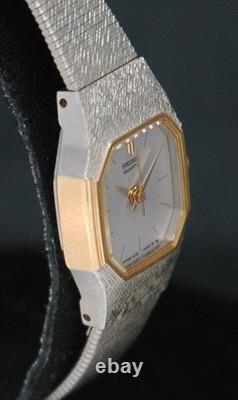1990's SEIKO Two-Tone Ladies Hexagonal Quartz WATCH 2C21-5409 New Old Stock HTF