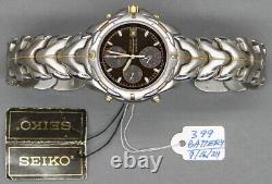 1996 NEW-Old-Stock Vintage SEIKO 7T32-6H39 Sports 100 CHRONO Watch MSRP $499.95