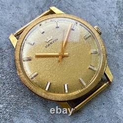 34 mm Marvin Mens 18K Yellow Gold wristwatch Manual Movement NOS New Old Stock