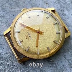 34 mm Marvin Mens 18K Yellow Gold wristwatch Manual Movement NOS New Old Stock