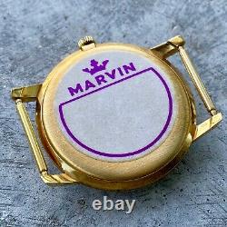 34 mm Marvin Mens 18K Yellow Gold wristwatch Manual Movement NOS New Old Stock