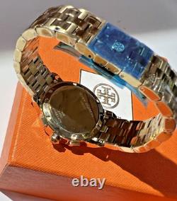 $700 Tory Burch Gold-tone/blue Chronograph Watch Rare New Old Stock Trb1021 Read