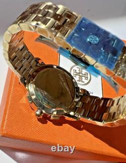 $700 Tory Burch Gold-tone/blue Chronograph Watch Rare New Old Stock Trb1021 Read