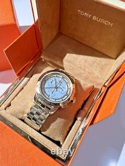 $700 Tory Burch Gold-tone/blue Chronograph Watch Rare New Old Stock Trb1021 Read