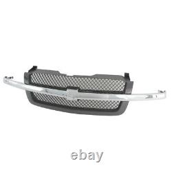 AM New Front Gray Grille withChrome Molding Bar For 03-07 Chevy Silverado Plastic