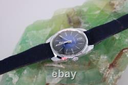 Amazing Dugena Jongster New Old Stock Vintage Watch Awesome Sunburst Blue Dial