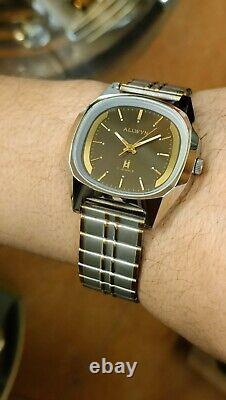 Authentic Allwyn 17 Jewels Manual Wind Men's Brown Dial NEW OLD STOCK Vintage