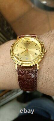 Authentic Hmt Roman Alarm Quartz Men's Gold Dial New Old Stock Vintage Watch