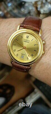 Authentic Hmt Roman Alarm Quartz Men's Gold Dial New Old Stock Vintage Watch