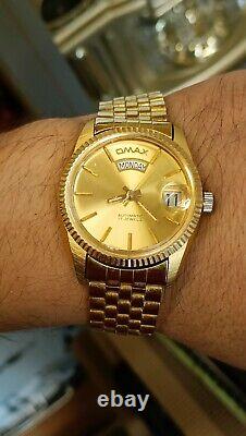 Authentic Omax Automatic 17 Jewels Golden NOS NEW OLD STOCK Men's Swiss Vintage