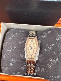 BULOVA Ladies Diamond Bezel Watch Stainless 6.5 Bracelet C8671242 New Old Stock