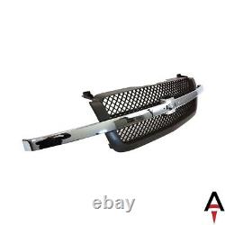 Black Grille Mesh Insert with Chrome Center Bar For 2003-2006 Chevy Silverado 1500