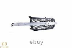 Black Grille withChrome Bar Molding For 01-02 Silverado Pickup Truck 2500 HD 3500