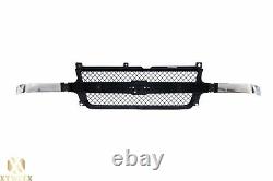 Black Grille withChrome Bar Molding For 01-02 Silverado Pickup Truck 2500 HD 3500