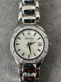 Bulova 27mm Diamond Bezel Watch 96R102 / New Watch, Old Stock / Orig MSRP $350