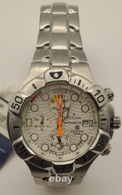 Bulova 96B88 Millennia Depth Meter Chronograph Men's Watch White Dial NOS NEW