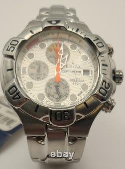 Bulova 96B88 Millennia Depth Meter Chronograph Men's Watch White Dial NOS NEW