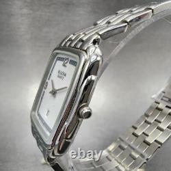 Bulova Tank Watch Men 27mm White Dial Silver Tone Date Rectangle NOS New Battery