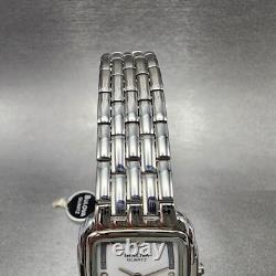 Bulova Tank Watch Men 27mm White Dial Silver Tone Date Rectangle NOS New Battery
