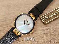 CHRISTIAN DIOR Swiss Made Quartz Watch Mother of Pearl Dial Gold Plated -NOS