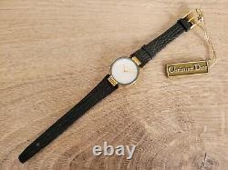 CHRISTIAN DIOR Swiss Made Quartz Watch Mother of Pearl Dial Gold Plated -NOS