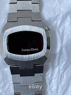 COMPUCHRON LED WATCH VINTAGE 1975 MADE IN JAPAN NEW OLD STOCK NOS (No Module)