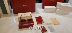 Cartier Malmaison Sunglasses Vintage Bubinga Wood 18k Gold Giverny Bagatelle NOS