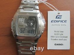 Casio Efa-123d Edifice Active Dial Full Stainless Steel 100m New Old Stock Nos