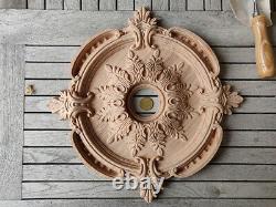 Ceiling Medallion Oak Wood Carved Rosette Architecture Ornament Moulding Element