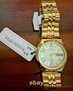 Citizen 21 Jewels Gold Automatic Watch NOS Vintage Day Date Japan Rare