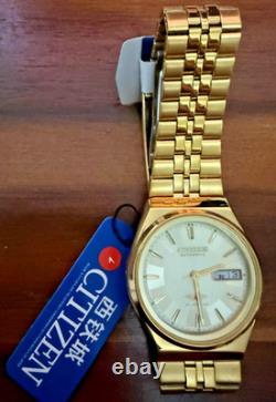 Citizen 21 Jewels Gold Automatic Watch NOS Vintage Day Date Japan Rare
