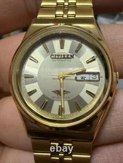 Citizen 21 Jewels Gold Automatic Watch NOS Vintage Day Date Japan Rare