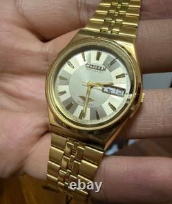 Citizen 21 Jewels Gold Automatic Watch NOS Vintage Day Date Japan Rare