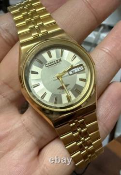 Citizen 21 Jewels Gold Automatic Watch NOS Vintage Day Date Japan Rare
