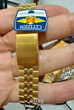 Citizen 21 Jewels Gold Automatic Watch NOS Vintage Day Date Japan Rare