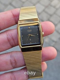 Citizen Quartz Gold Tone Vintage Square Watch Japan Made New Old Stock