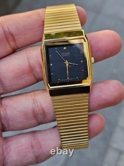 Citizen Quartz Gold Tone Vintage Square Watch Japan Made New Old Stock