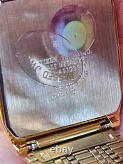 Citizen Quartz Gold Tone Vintage Square Watch Japan Made New Old Stock