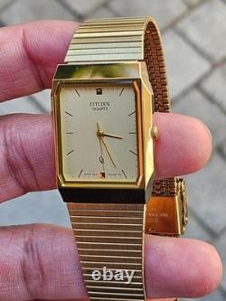 Citizen Quartz Vintage Gold Tone Square Watch Japan Made New Old Stock