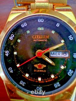 Citizen Women's Gold Automatic Watch NOS 21 Jewels Day Date Vintage