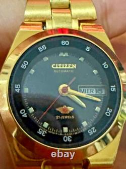 Citizen Women's Gold Automatic Watch NOS 21 Jewels Day Date Vintage