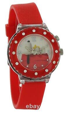Collectabel Vintage Peanuts Snoopy Watch Red Band Flashing Lihght New Old Stock