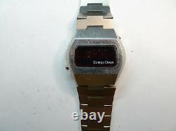 CompuChron Dot Matrix Red Led Vintage 1970's Watch With New Old Stock Band Runs