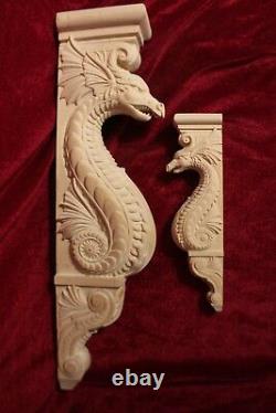 Dragon Corbel/bracket, Large Wooden carved wall decor, Kitchen island. Fireplace