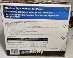 ECO FLO 1/2 HP Plastic Shallow Well Jet Pump New Old Stock 7.5 Gal PM At 5 Feet