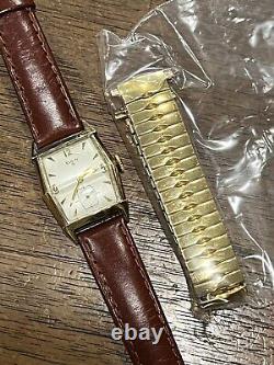 ELGIN 10K GOLD FILLED MEN'S WATCH Tank, Model 681, ELGIN 19 NEW OLD STOCK