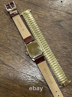 ELGIN 10K GOLD FILLED MEN'S WATCH Tank, Model 681, ELGIN 19 NEW OLD STOCK